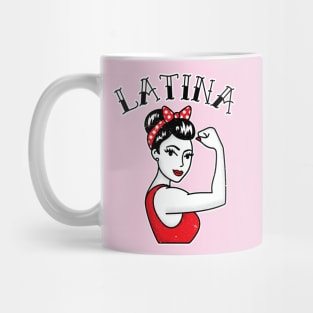 Cute Latina Rosie the Riveter Tattoo Mug